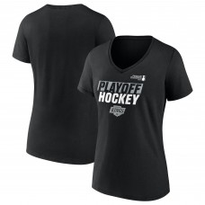 Женская футболка Los Angeles Kings Black 2025 Stanley Cup Playoffs Breakout V-Neck T-Shirt