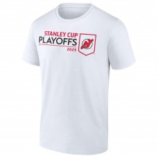 New Jersey Devils White 2025 Stanley Cup Playoffs Logo T-Shirt