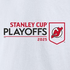 New Jersey Devils White 2025 Stanley Cup Playoffs Logo T-Shirt