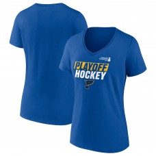 Женская футболка St. Louis Blues Blue 2025 Stanley Cup Playoffs Breakout V-Neck T-Shirt