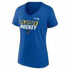 Женская футболка St. Louis Blues Blue 2025 Stanley Cup Playoffs Breakout V-Neck T-Shirt
