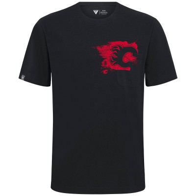 Calgary Flames Levelwear Black Focal Blasted T-Shirt