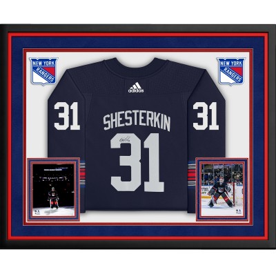 Igor Shesterkin New York Rangers Autographed Fanatics Authentic Deluxe Framed Navy Alternate adidas Jersey