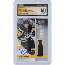 Jake Guentzel Pittsburgh Penguins Autographed 2019-20 Upper Deck UD Game Jersey Black Relic #GJ-GU CGC Fanatics Witnessed Authenticated Auto 10 Card