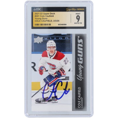 Cole Caufield Montreal Canadiens Autographed 2021-22 Upper Deck Series 1 Young Guns #201 CGC Fanatics Witnessed Authenticated 9/10 Rookie Card