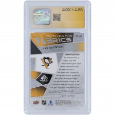 Jake Guentzel Pittsburgh Penguins Autographed 2021-22 Upper Deck SP Game Used Authentic Fabrics Black Relic #AF-JG CGC Fanatics Witnessed Authenticated Auto 10 Card