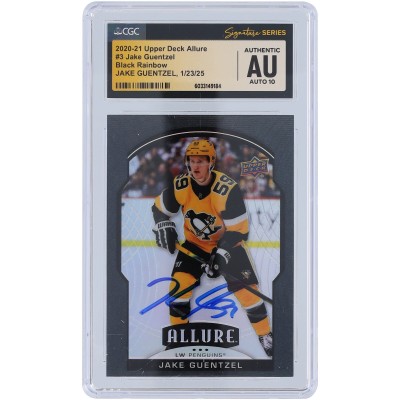 Jake Guentzel Pittsburgh Penguins Autographed 2020-21 Upper Deck Allure Black Rainbow #3 CGC Fanatics Witnessed Authenticated Auto 10 Card