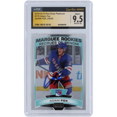Adam Fox New York Rangers Autographed 2019-20 Upper Deck O-Pee-Chee Platinum #178 CGC Fanatics Witnessed Authenticated 9.5/10 Rookie Card