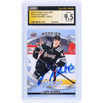 Luke Hughes New Jersey Devils Autographed 2023-24 Upper Deck MVP #242 CGC Fanatics Witnessed Authenticated 9.5/10 Card