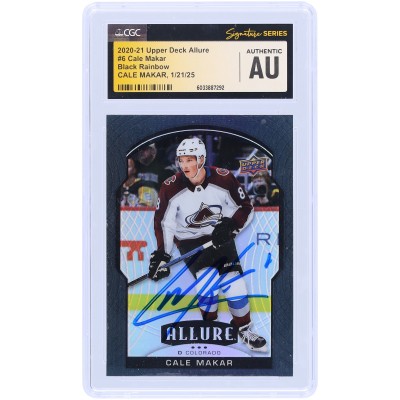 Cale Makar Colorado Avalanche Autographed 2020-21 Upper Deck Allure Black Rainbow #6 CGC Fanatics Witnessed Authenticated Card