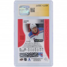 Adam Fox New York Rangers Autographed 2019-20 Upper Deck Synergy Red #84 CGC Fanatics Witnessed Authenticated Rookie Card Adam Fox New York Rangers Autographed 2019-20 Upper Deck Synergy Red #84 CGC Fanatics Witnessed Authenticated Rookie Card