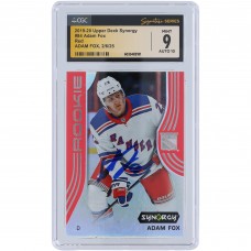 Adam Fox New York Rangers Autographed 2019-20 Upper Deck Synergy Red #84 CGC Fanatics Witnessed Authenticated 9/10 Rookie Card Adam Fox New York Rangers Autographed 2019-20 Upper Deck Synergy Red #84 CGC Fanatics Witnessed Authenticated 9/10 Rookie Card