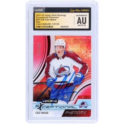 Cale Makar Colorado Avalanche Autographed 2021-22 Upper Deck Synergy Exceptional Phenoms Red #EP-CM #/499 CGC Fanatics Witnessed Authenticated Auto 10 Card