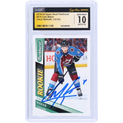 Cale Makar Colorado Avalanche Autographed 2019-20 Upper Deck Parkhurst #275 CGC Fanatics Witnessed Authenticated 10/10 Rookie Card
