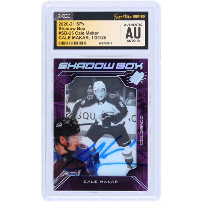 Cale Makar Colorado Avalanche Autographed 2020-21 Upper Deck SPX Shadow Box #SB-25 CGC Fanatics Witnessed Authenticated Auto 10 Card