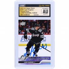 Luke Hughes New Jersey Devils Autographed 2023-24 Upper Deck Series 1 Young Guns #248 CGC Fanatics Witnessed Authenticated Auto 10 Rookie Card