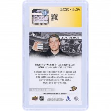 Leo Carlsson Anaheim Ducks Autographed 2023-24 Upper Deck Game Dated Moments Rookie Hat Trick 11.10.2023 #19 #/1199 CGC Fanatics Witnessed Authenticated Auto 10 Rookie Card