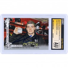 Leo Carlsson Anaheim Ducks Autographed 2023-24 Upper Deck Game Dated Moments Rookie Hat Trick 11.10.2023 #19 #/1199 CGC Fanatics Witnessed Authenticated Auto 10 Rookie Card
