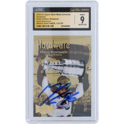 Mikko Rantanen Colorado Avalanche Autographed 2022-23 Upper Deck Metal Universe Gold Spectrum Hardware #HW-5 #/25 CGC Fanatics Witnessed Authenticated 9/10 Card