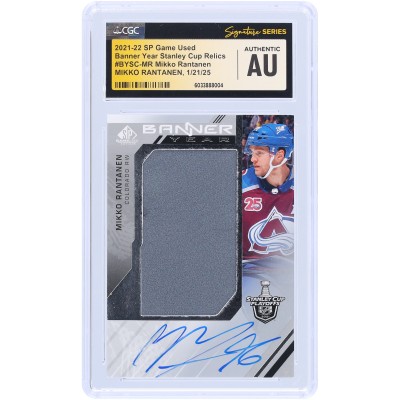 Mikko Rantanen Colorado Avalanche Autographed 2021-22 Upper Deck SP Game Used Banner Year Stanley Cup Relic #BYSC-MR CGC Fanatics Witnessed Authenticated Card