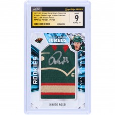 Marco Rossi Minnesota Wild Autographed 2022-23 Upper Deck Black Diamond Rookie Team Logo Jumbo 3 Color Patches #RTL-MR CGC Fanatics Witnessed Authenticated 9/10 Rookie Card