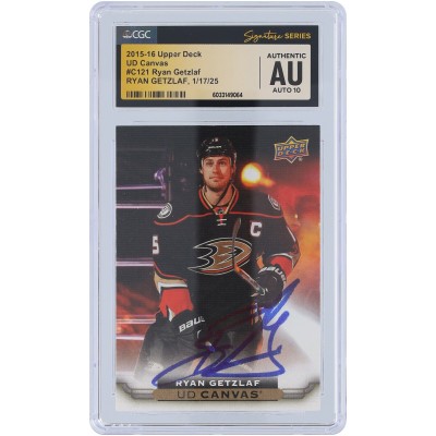 Ryan Getzlaf Anaheim Ducks Autographed 2015-16 Upper Deck Series 2 UD Canvas #C121 CGC Fanatics Witnessed Authenticated Auto 10 Card