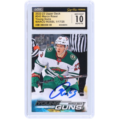 Marco Rossi Minnesota Wild Autographed 2022-23 Upper Deck Series 1 Young Guns #243 CGC Fanatics Witnessed Authenticated 10/10 Rookie Card