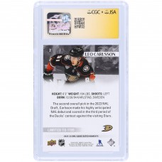 Leo Carlsson Anaheim Ducks Autographed 2023-24 Upper Deck Game Dated Moments Rookie Debut 10.19.2023 #7 #/1199 CGC Fanatics Witnessed Authenticated Rookie Card