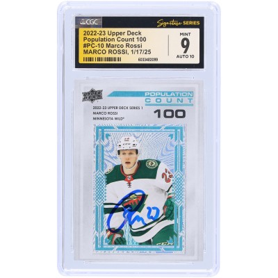 Marco Rossi Minnesota Wild Autographed 2022-23 Upper Deck Series 1 Population Count 100 Teal #PC-10 CGC Fanatics Witnessed Authenticated 9/10 Card