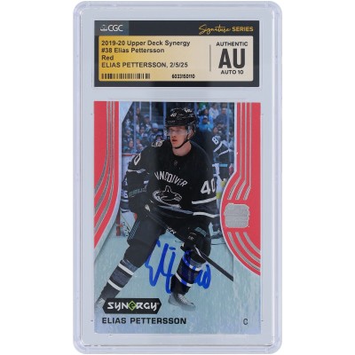 Elias Pettersson Vancouver Canucks Autographed 2019-20 Upper Deck Synergy Red #38 CGC Fanatics Witnessed Authenticated Auto 10 Card
