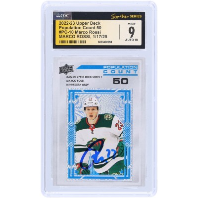 Marco Rossi Minnesota Wild Autographed 2022-23 Upper Deck Series 1 Population Count 50 Blue #PC-10 CGC Fanatics Witnessed Authenticated 9/10 Card