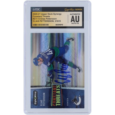 Elias Pettersson Vancouver Canucks Autographed 2020-21 Upper Deck Synergy Constant Threats #CT-13 CGC Fanatics Witnessed Authenticated Auto 10 Card