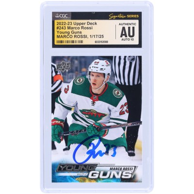 Marco Rossi Minnesota Wild Autographed 2022-23 Upper Deck Series 1 Young Guns #243 CGC Fanatics Witnessed Authenticated Auto 10 Rookie Card