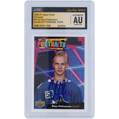 Elias Pettersson Vancouver Canucks Autographed 2020-21 Upper Deck Series 1 Portraits #P-16 CGC Fanatics Witnessed Authenticated Auto 10 Card