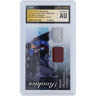 Mikko Rantanen Colorado Avalanche Autographed 2015-16 Fleer Showcase Maroon Relic #54 CGC Fanatics Witnessed Authenticated Rookie Card