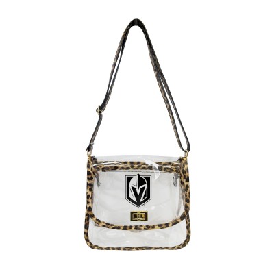 Vegas Golden Knights Logo Brands Leopard Print Trim Clear Purse
