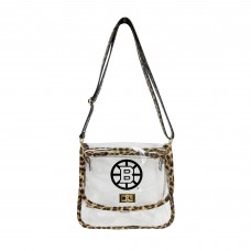 Boston Bruins Logo Brands Leopard Print Trim Clear Purse