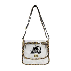 Colorado Avalanche Logo Brands Leopard Print Trim Clear Purse Colorado Avalanche Logo Brands Leopard Print Trim Clear Purse
