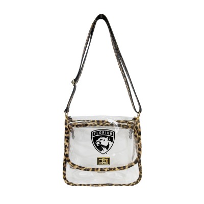 Florida Panthers Logo Brands Leopard Print Trim Clear Purse