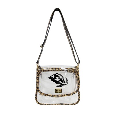Utah Mammoth Logo Brands Leopard Print Trim Clear Purse