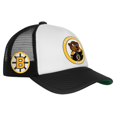 Подростковая Boston Bruins Mitchell & Ness White Mascot Adjustable Trucker Hat