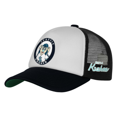 Подростковая Seattle Kraken Mitchell & Ness White Mascot Adjustable Trucker Hat