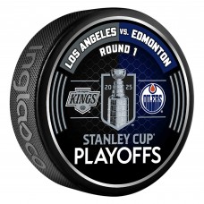 Los Angeles Kings vs. Edmonton Oilers Inglasco 2025 Stanley Cup Playoffs First Round Dueling Match-Up Hockey Puck