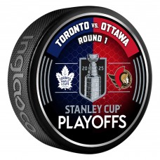 Toronto Maple Leafs vs. Ottawa Senators Inglasco 2025 Stanley Cup Playoffs First Round Dueling Match-Up Hockey Puck