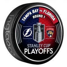 Tampa Bay Lightning vs. Florida Panthers Inglasco 2025 Stanley Cup Playoffs First Round Dueling Match-Up Hockey Puck