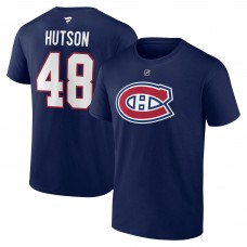 Montreal Canadiens Lane Hutson Fanatics Navy Authentic Stack Name & Number T-Shirt