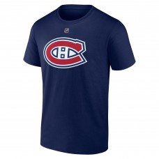 Montreal Canadiens Lane Hutson Fanatics Navy Authentic Stack Name & Number T-Shirt