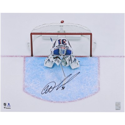 Igor Shesterkin New York Rangers Autographed Fanatics Authentic 16 x 20 White Jersey Overhead Photograph