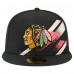 Бейсболка Chicago Blackhawks New Era Black Faded Lines 59FIFTY