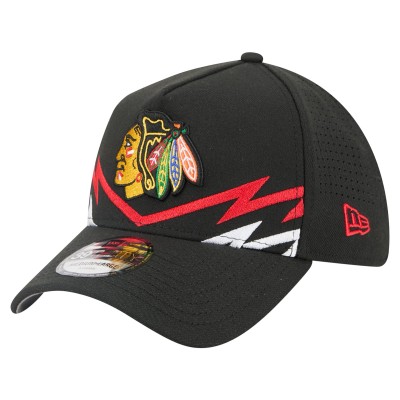 Бейсболка Chicago Blackhawks New Era Black 39THIRTY A-Frame Perforated